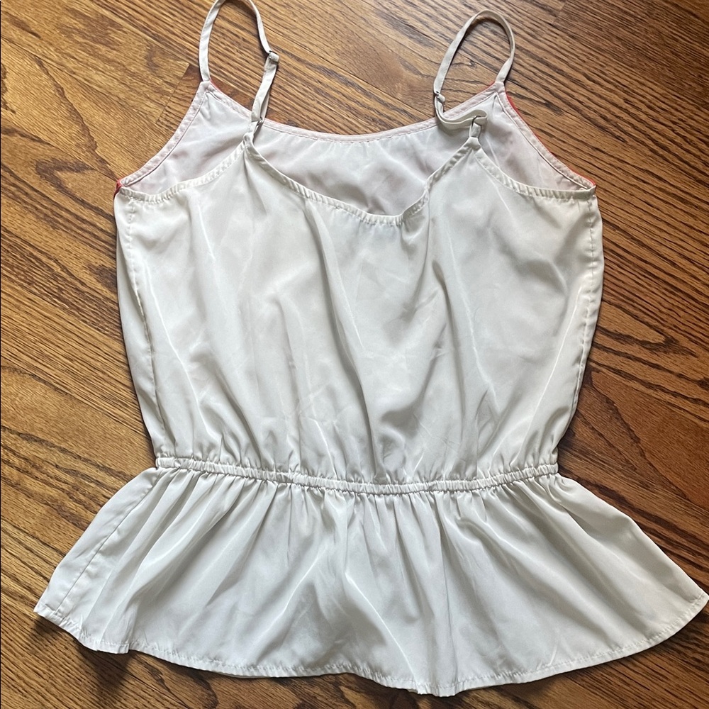 Abercrombie & Fitch Red and White Embroidered Boho Silky Camisole/Top Small - Picture 6 of 7